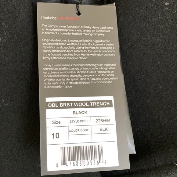 Hunter Wool Trench Coat- Classic and Super soft! NWT - Picture 5 of 10